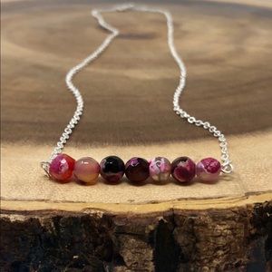 TODAY ONLY!! Fuchsia Fire Agate Silver Necklace